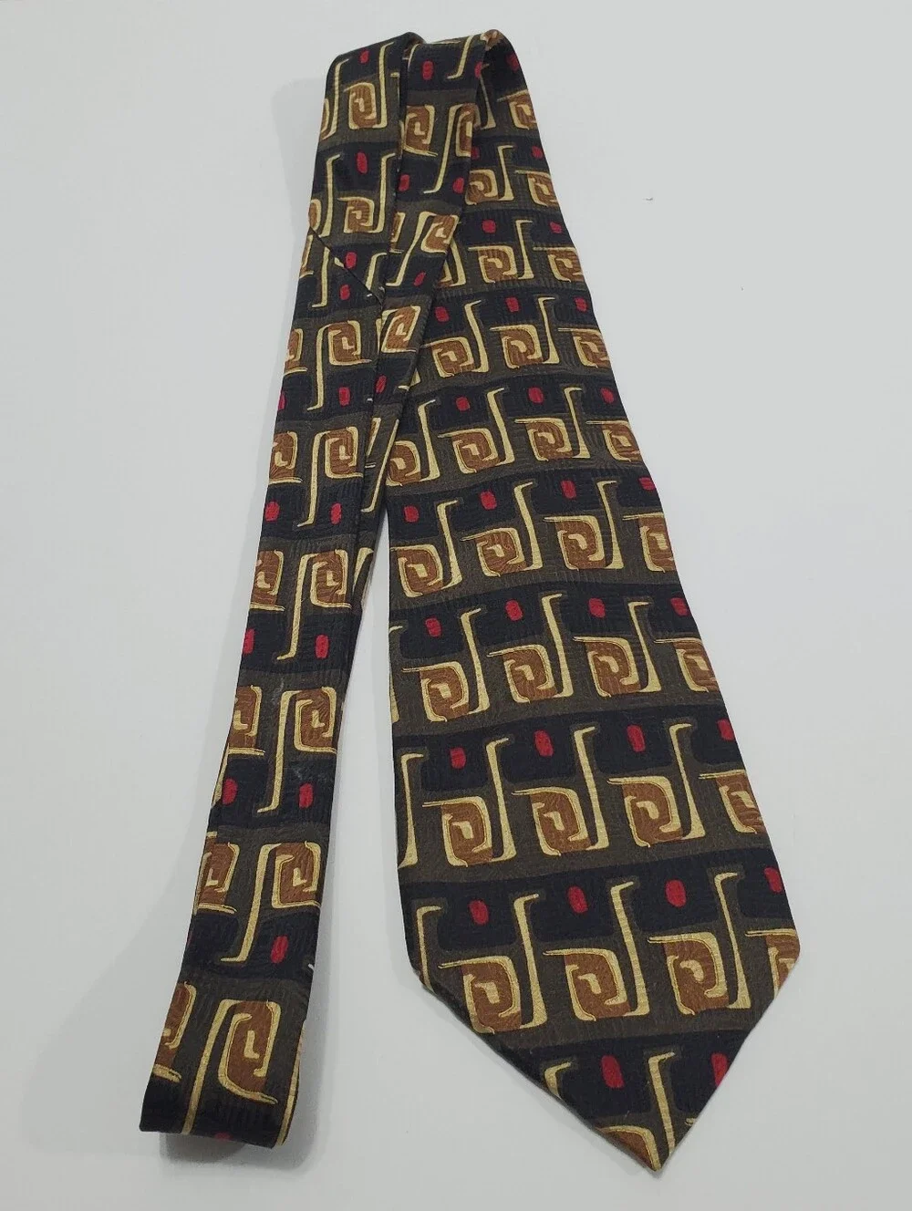 Ziggurat Men's Silk Neck Tie Multicolor Geometric Pattern Extra Long 63x3.75